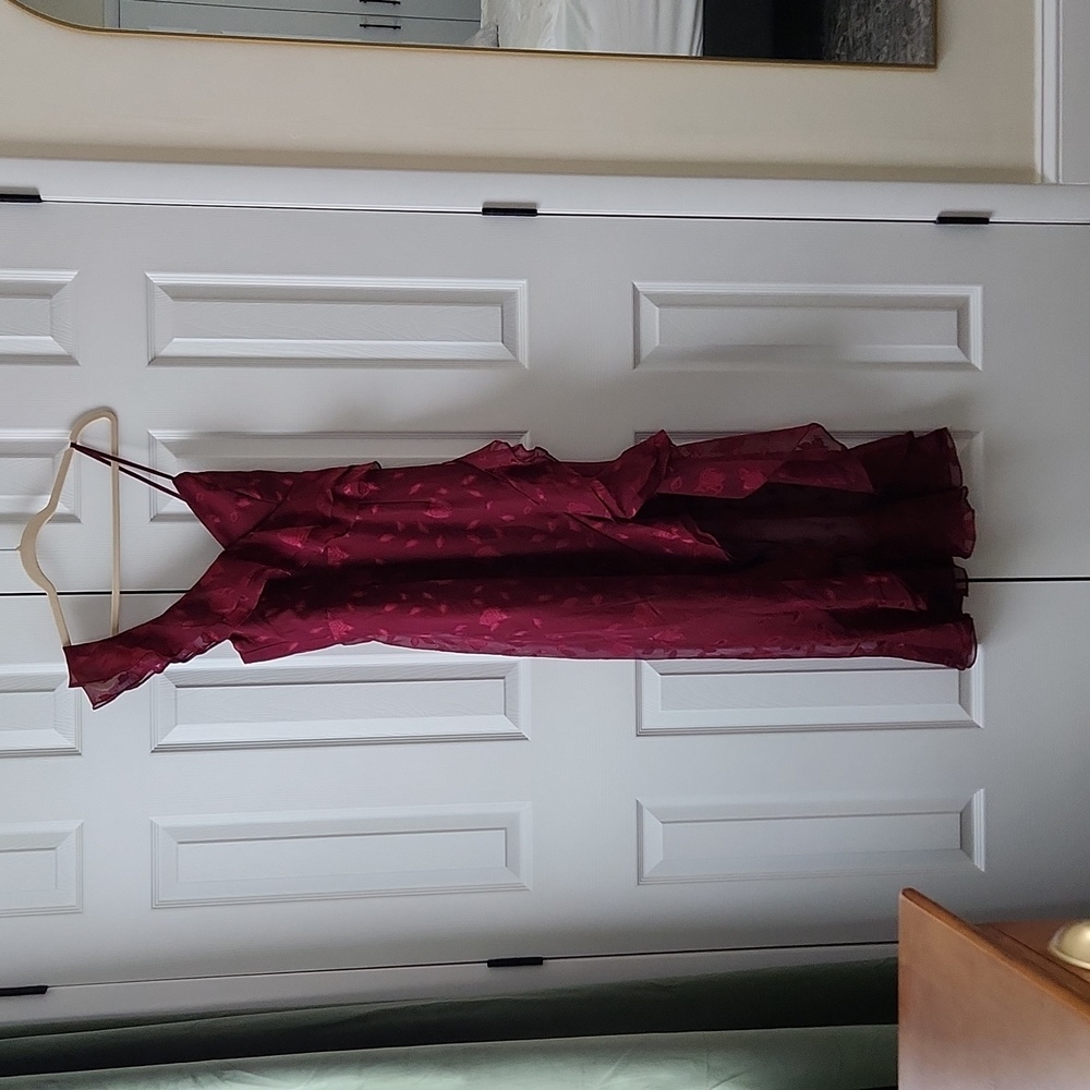 Lulus Forever Be Burgundy Floral Jacquard Ruffled Maxi Dress